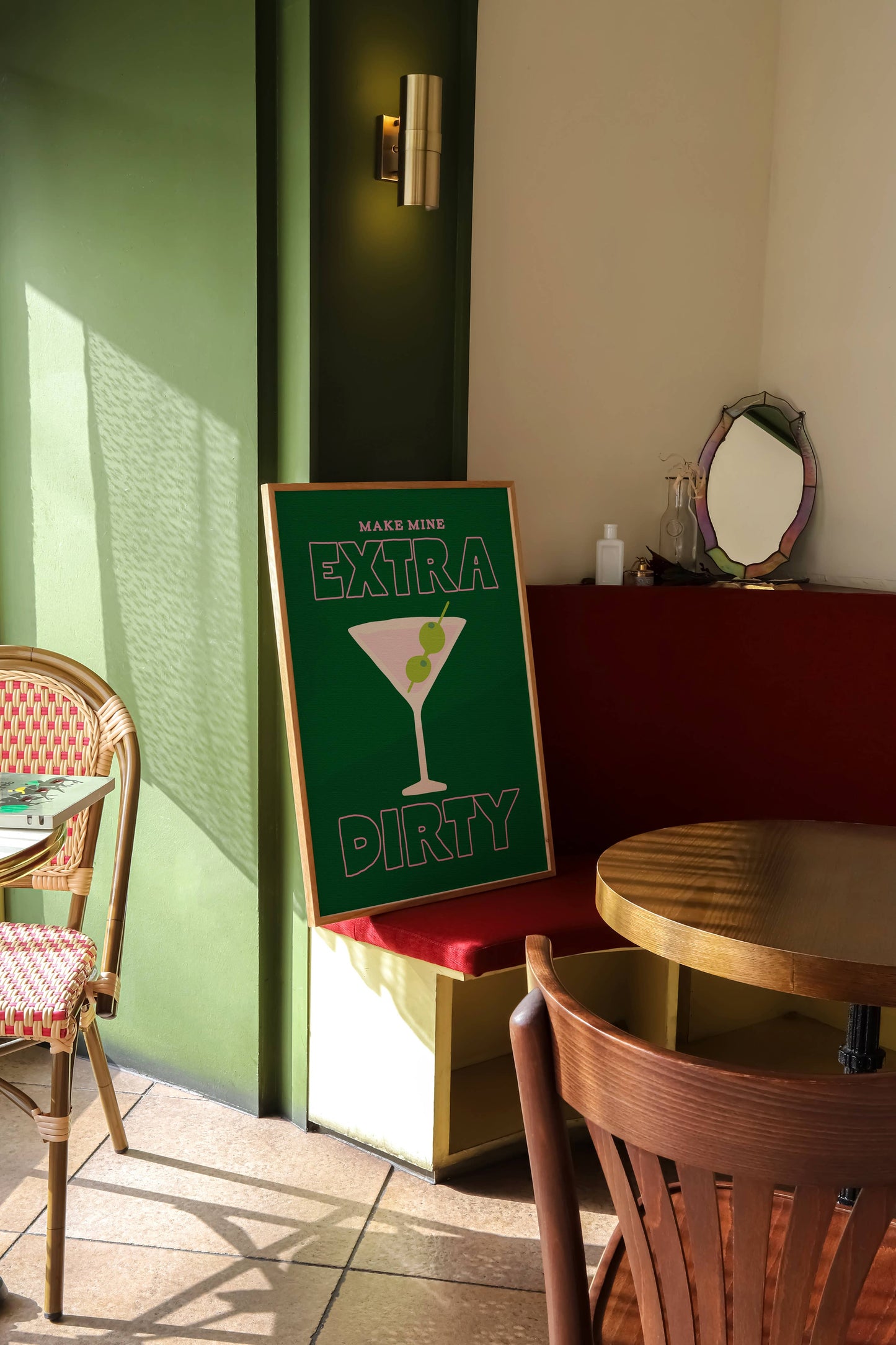 Extra Dirty Martini Cocktail Print | Retro Kitchen Art Print: Green / 8.5 x 11