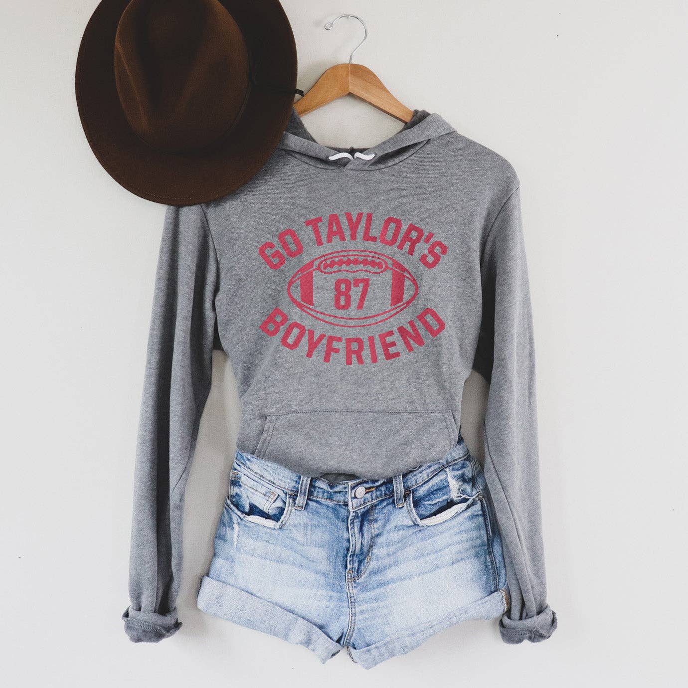 Go Taylor's Boyfriend - Fleece Hoodie: Gold / Red Print / LG