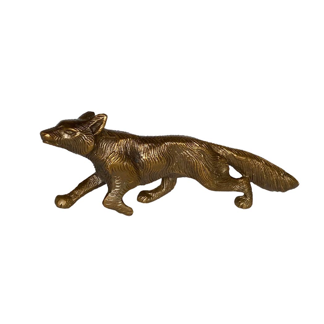 Antiqued Brass Running Fox Tabletop Decor
