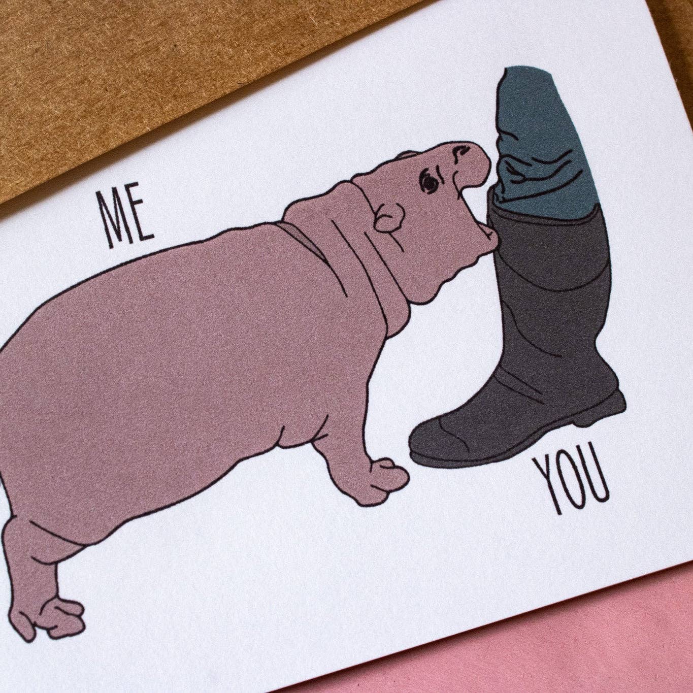 Moo Deng Hippo Greeting Card