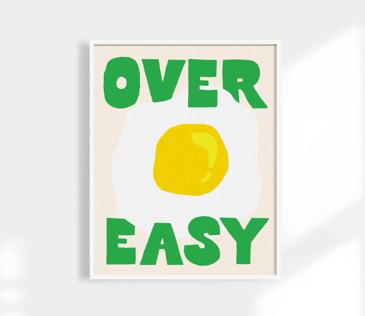 Over Easy Print | Eggs Sunny Side Colorful Kitchen Wall Art: Red / 8 x 10"