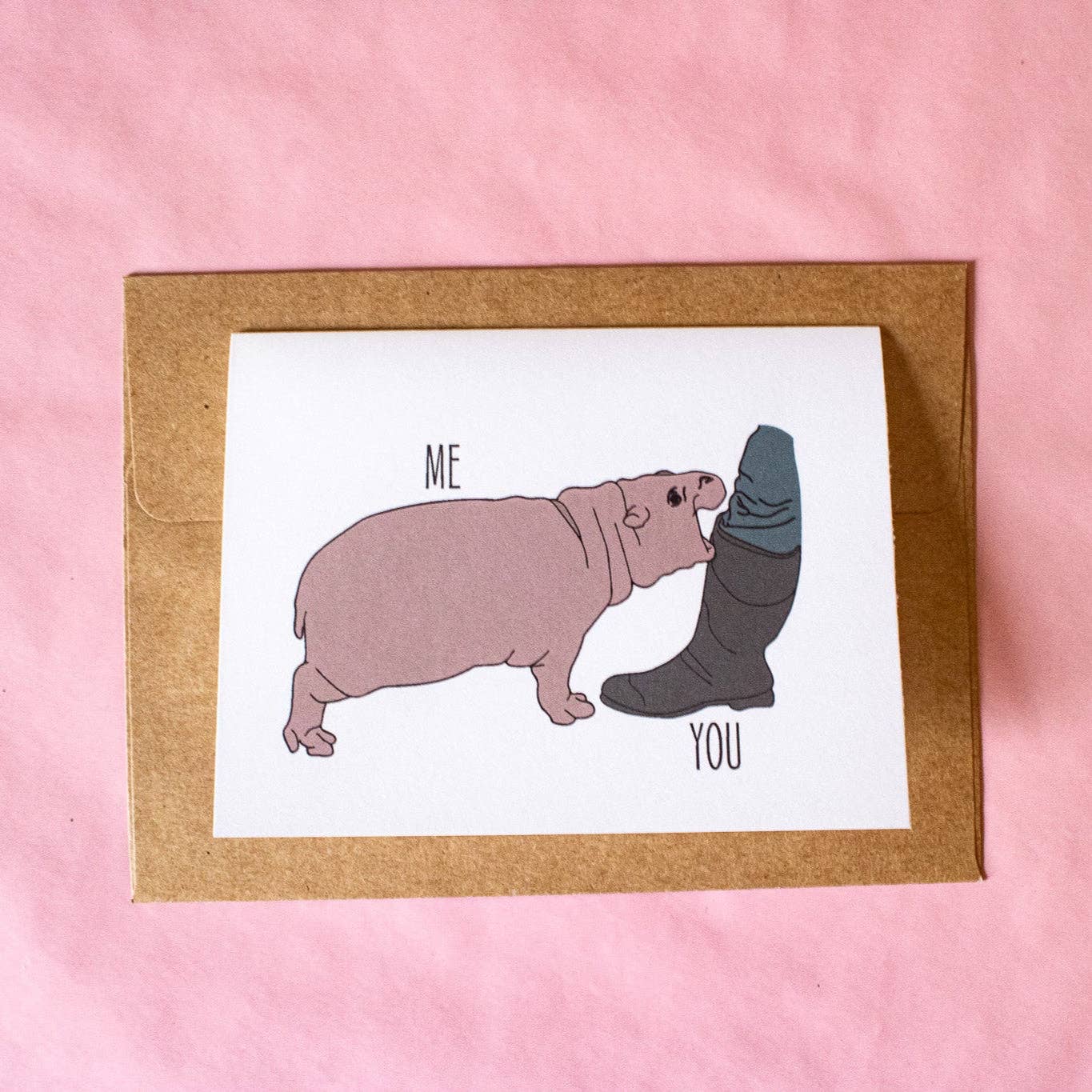 Moo Deng Hippo Greeting Card