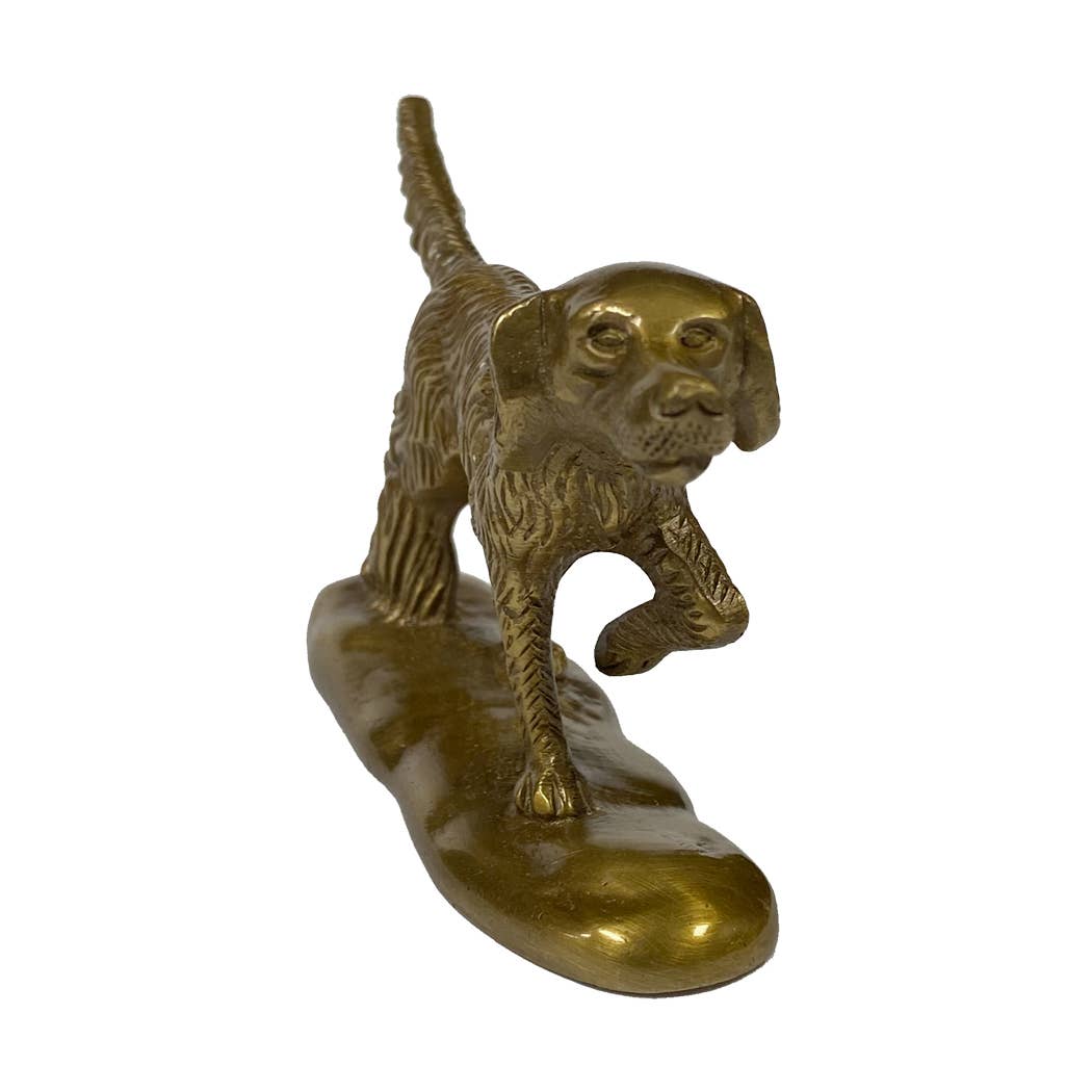 6" Solid Brass Pointer Dog Paperweight