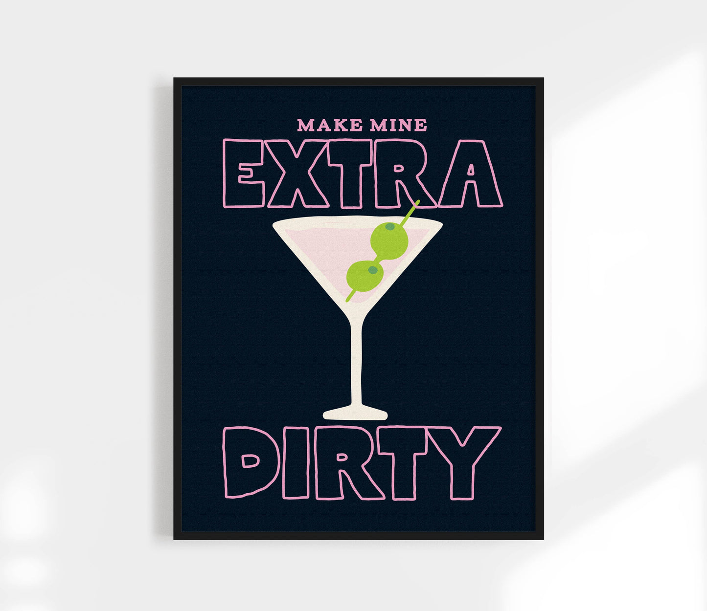 Extra Dirty Martini Cocktail Print | Retro Kitchen Art Print: Green / 8.5 x 11