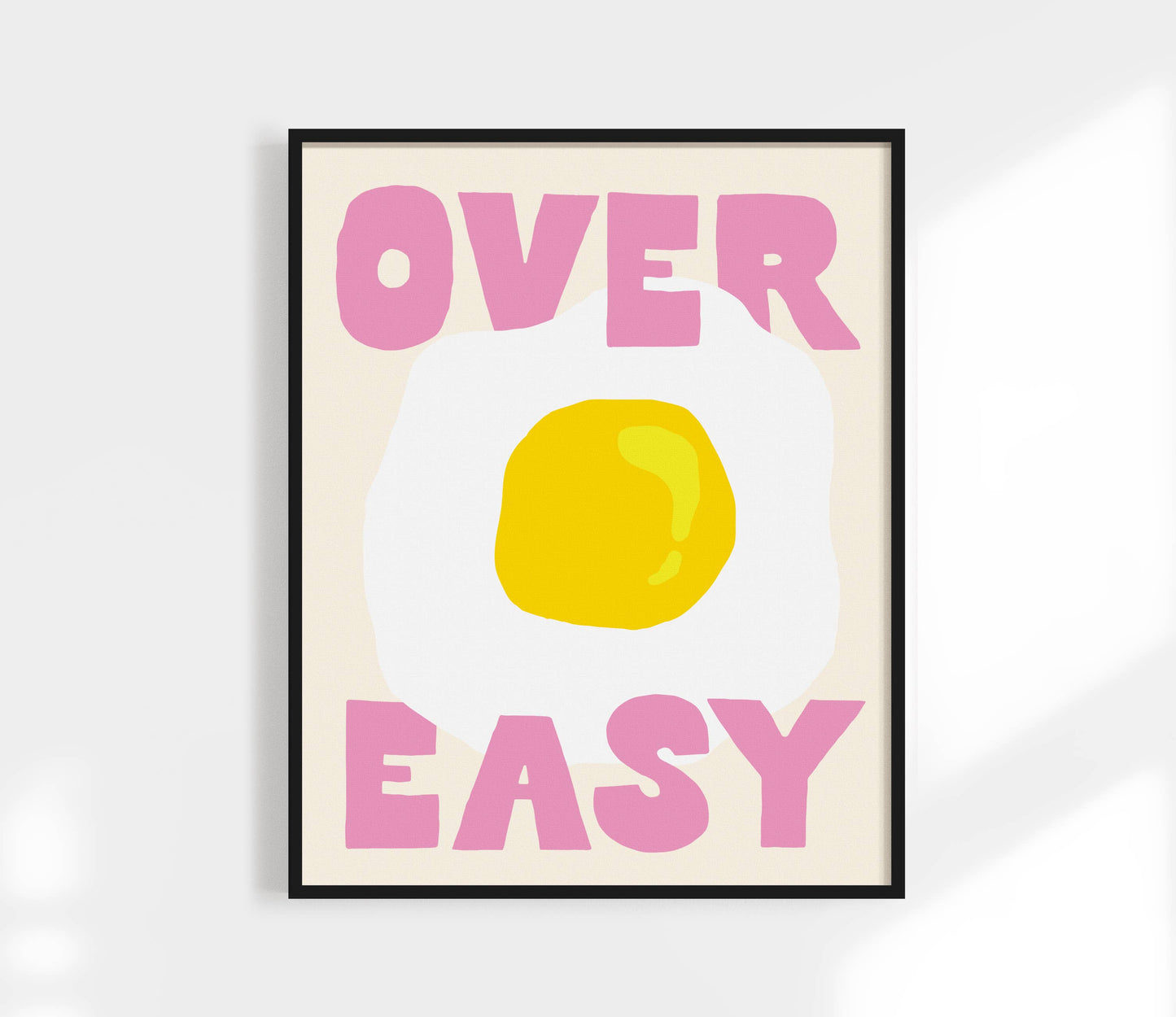 Over Easy Print | Eggs Sunny Side Colorful Kitchen Wall Art: Red / 8 x 10"