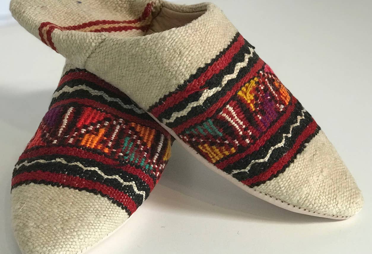 Moroccan Kilim Slippers: Medium