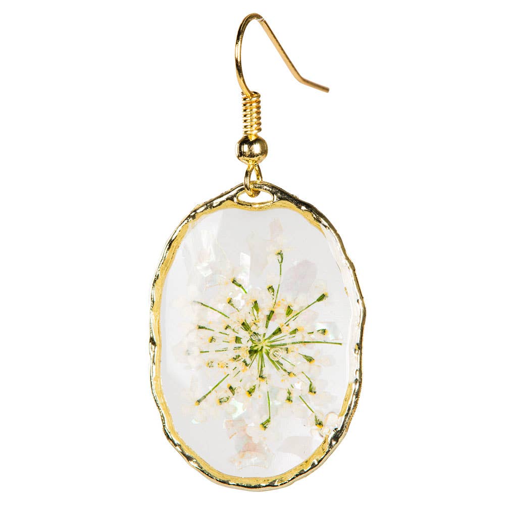 DRIED FLOWER OVAL EARRINGS