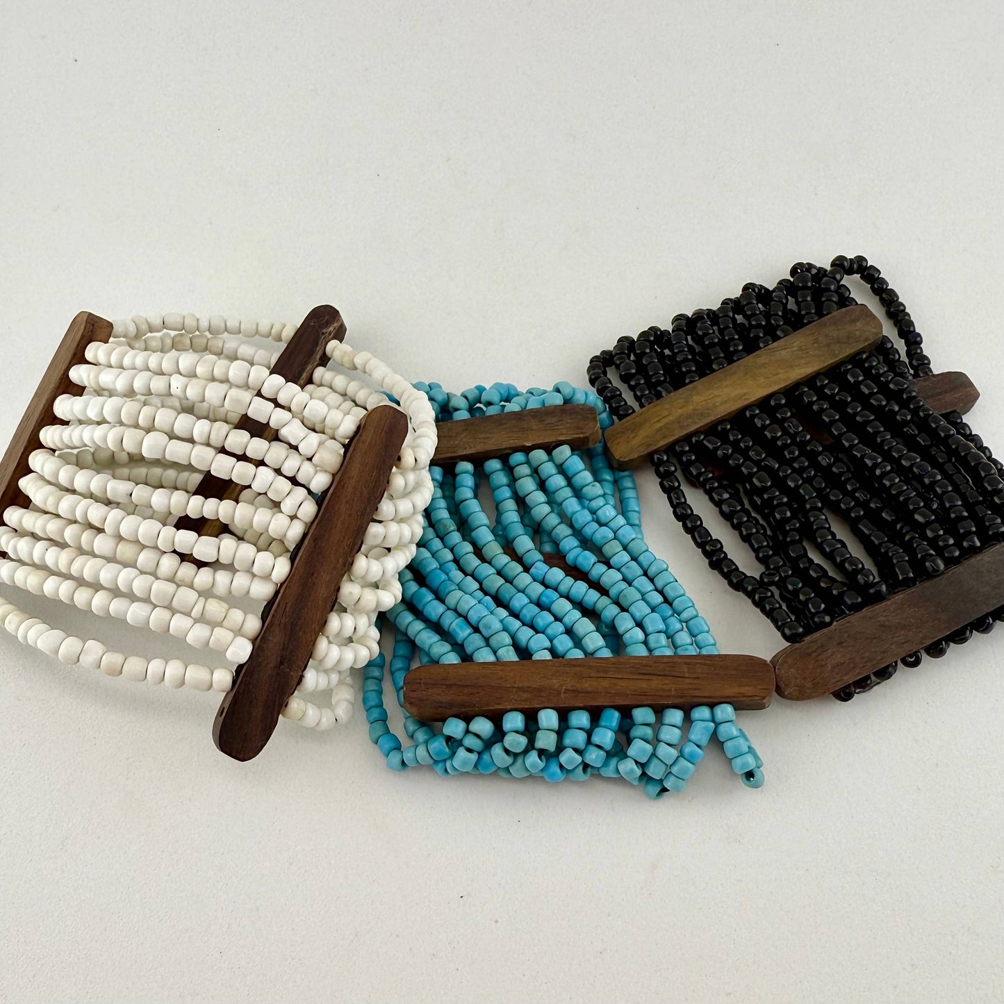 Beaded Stack Bracelet with Wood Accents