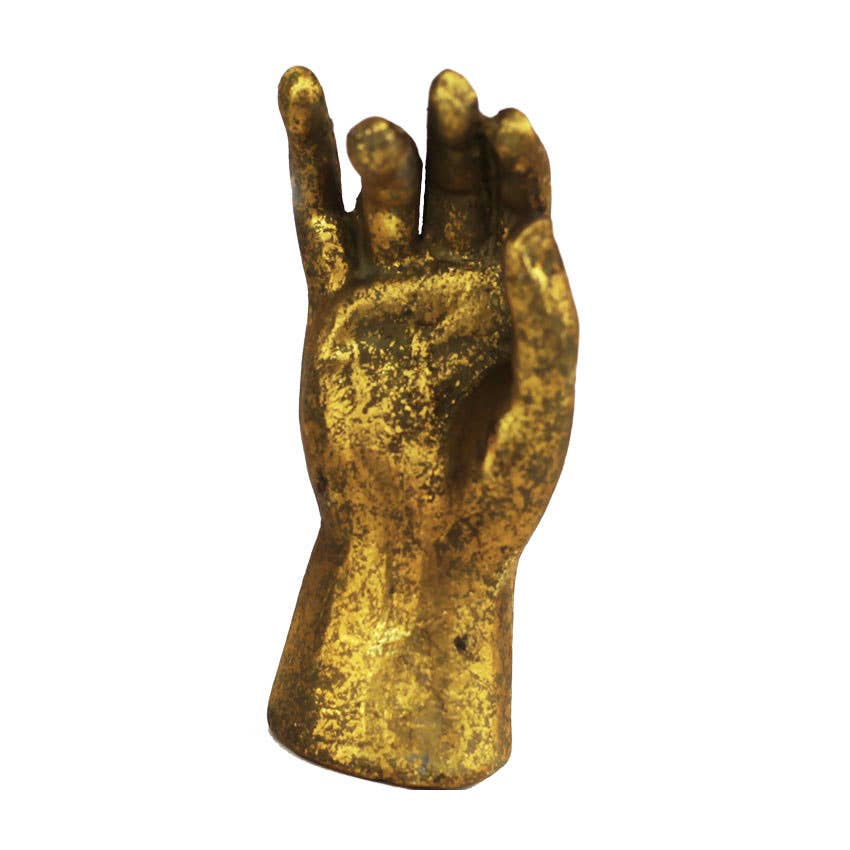 Heavy Pewter Gold Leaf Saint Hand - B
