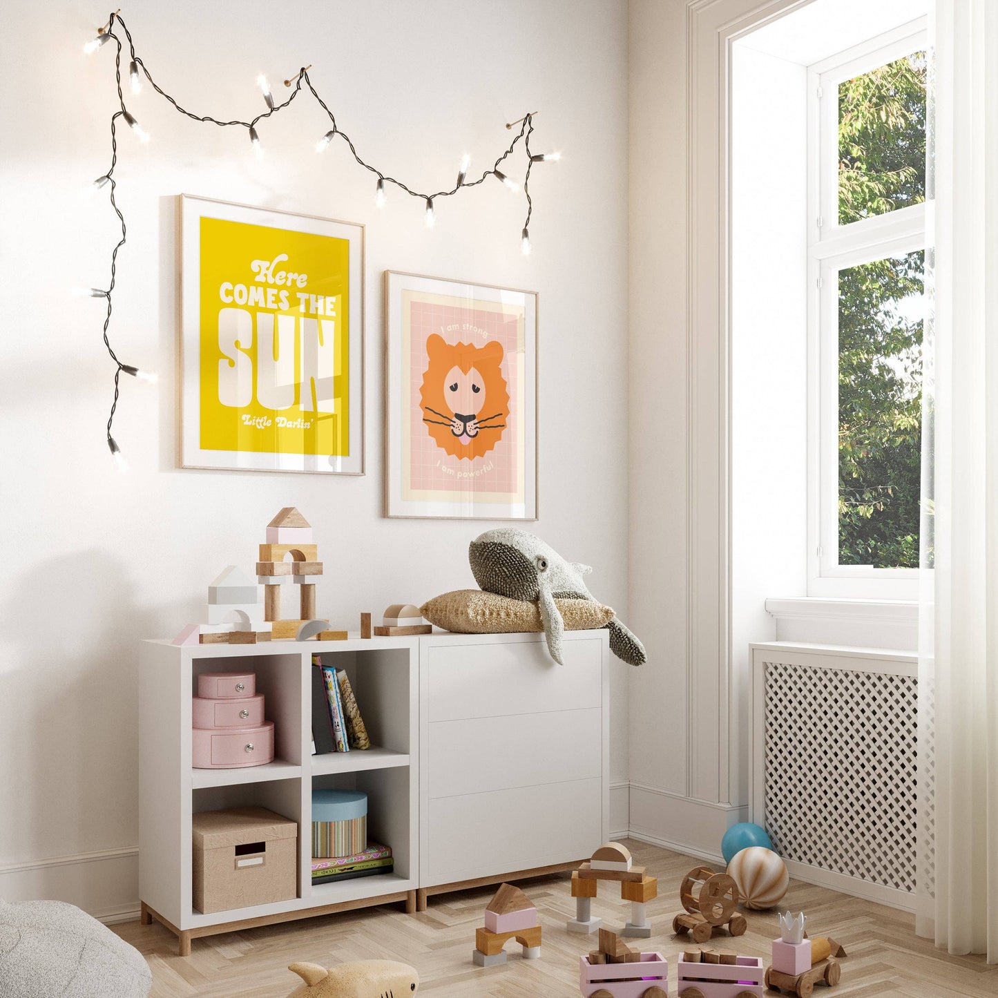 Here Comes The Sun Print. Colorful Nursery Decor: Yellow / 5 x 7
