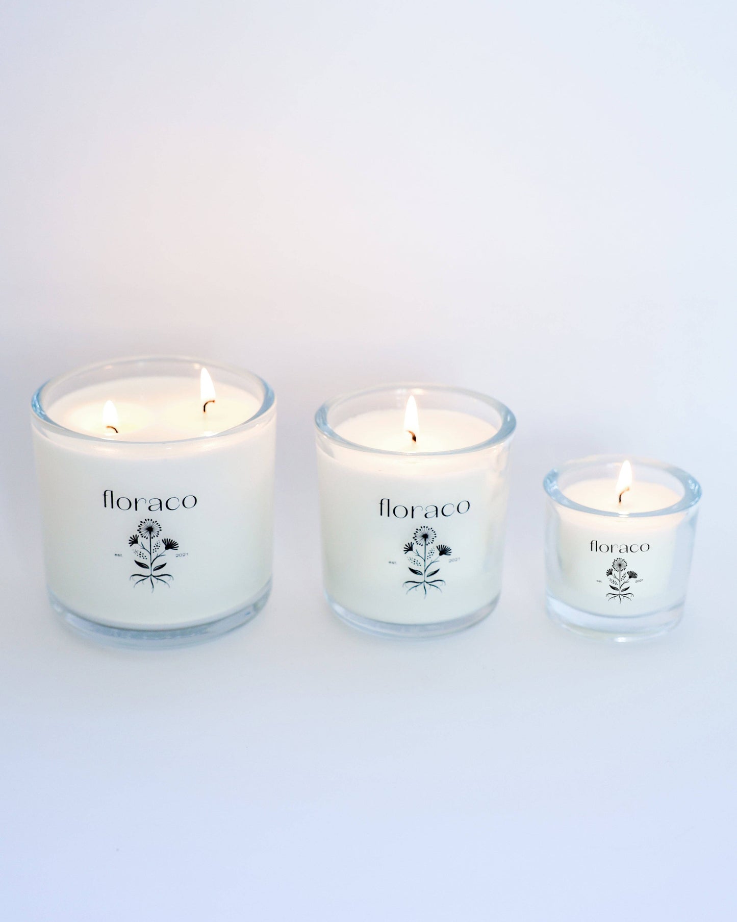 NEW Floraco Glass Candle: Cedarwood, Sandalwood, Iris and Cardamom: Classic