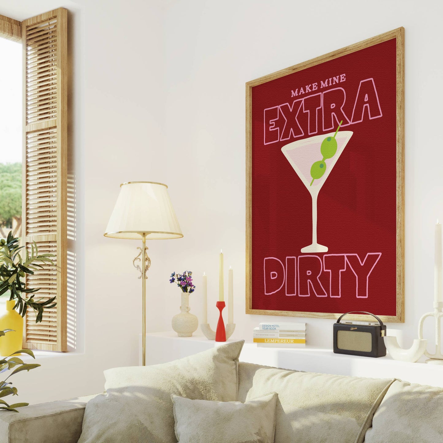 Extra Dirty Martini Cocktail Print | Retro Kitchen Art Print: Green / 8.5 x 11