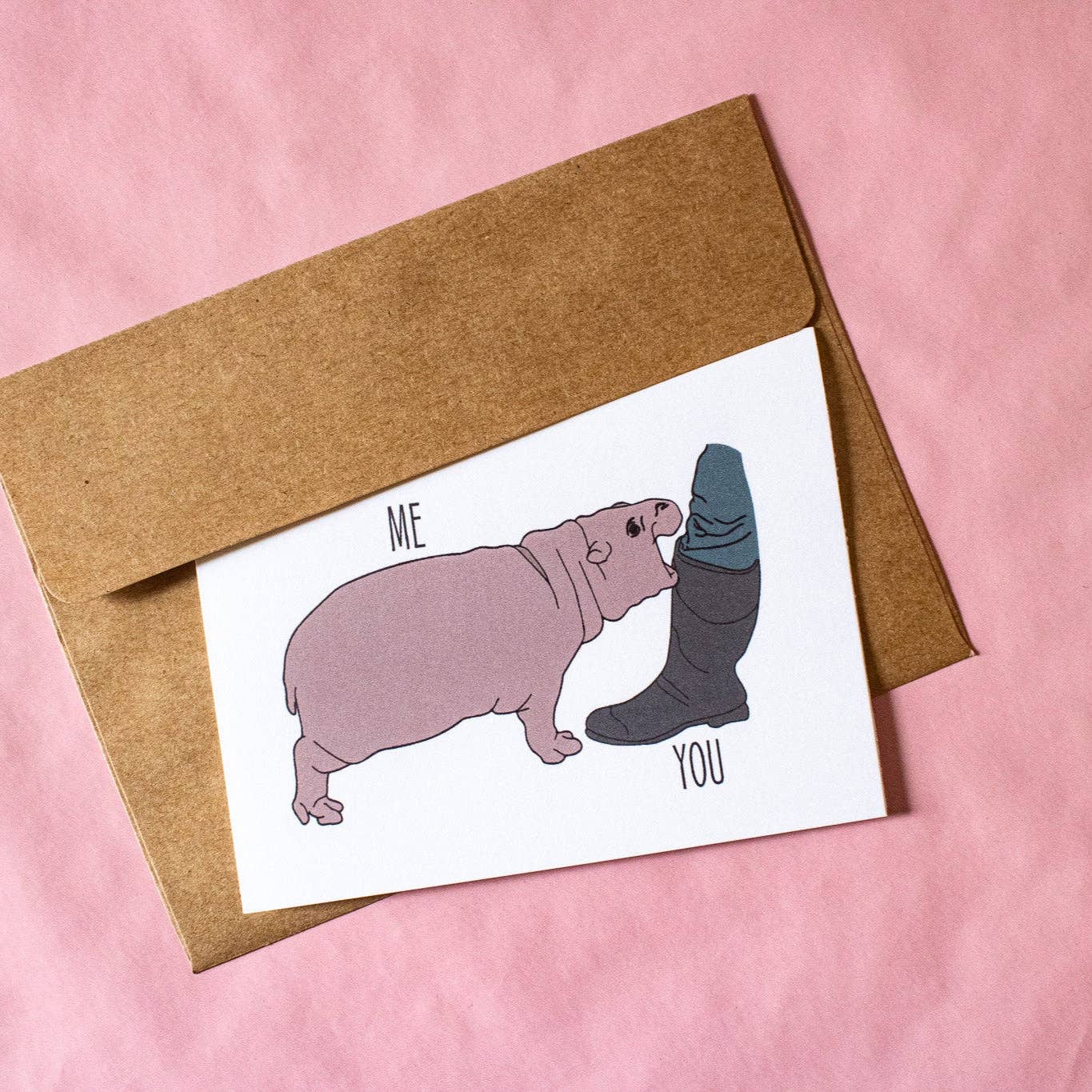 Moo Deng Hippo Greeting Card