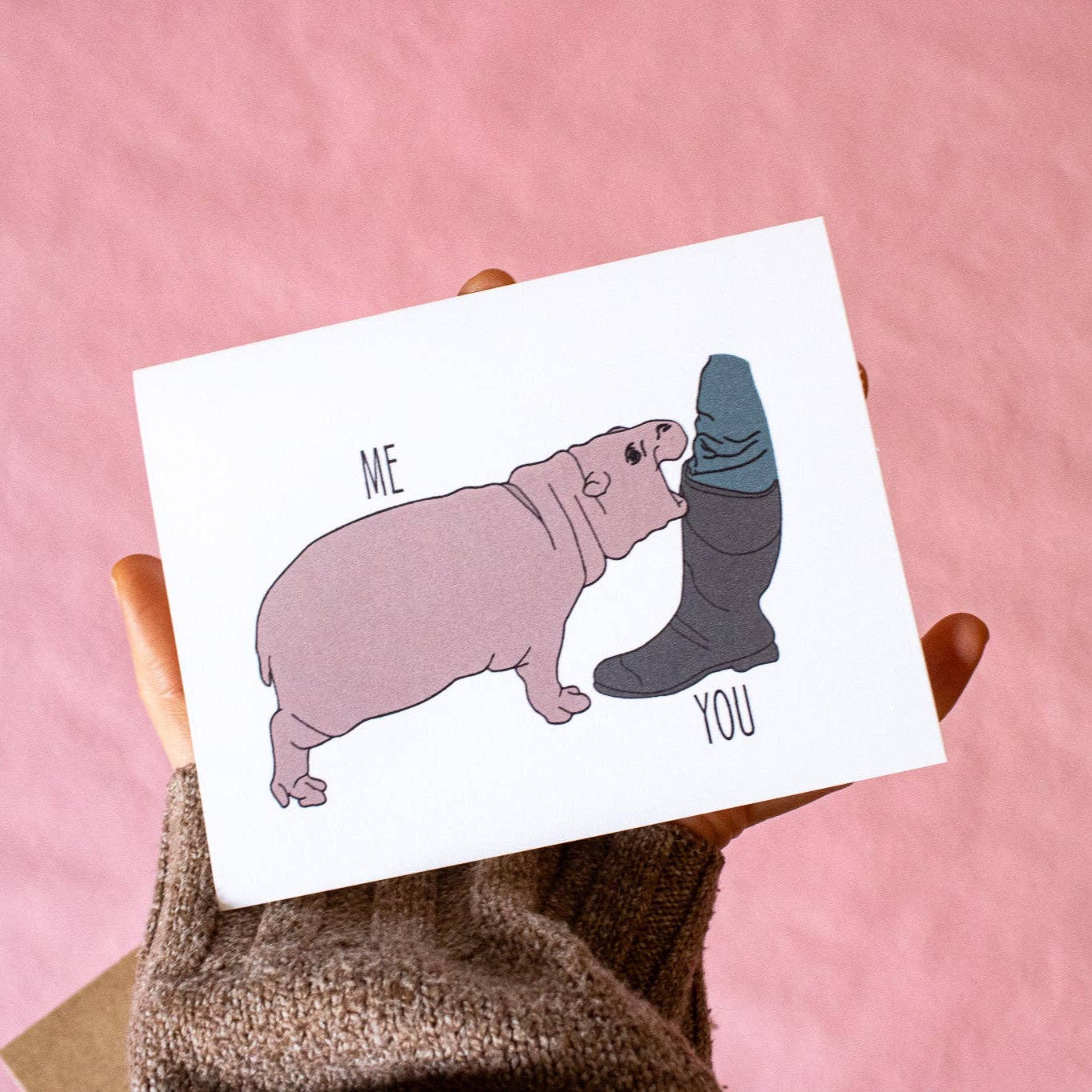 Moo Deng Hippo Greeting Card