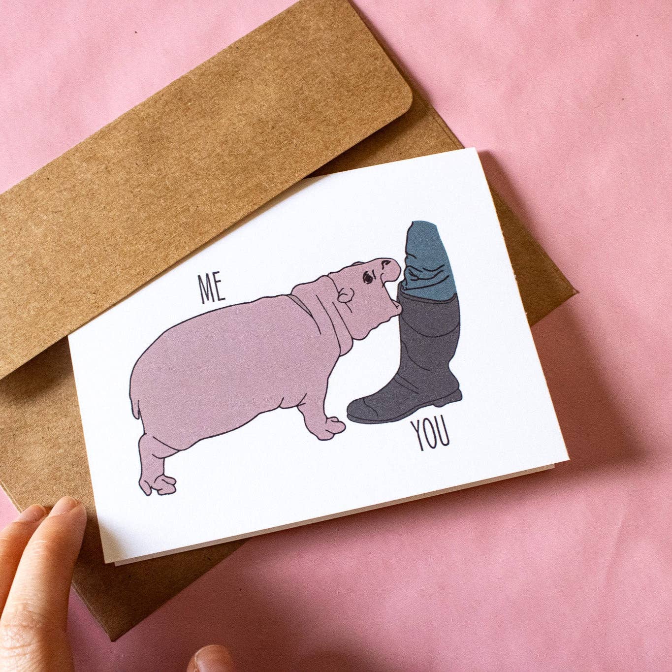 Moo Deng Hippo Greeting Card