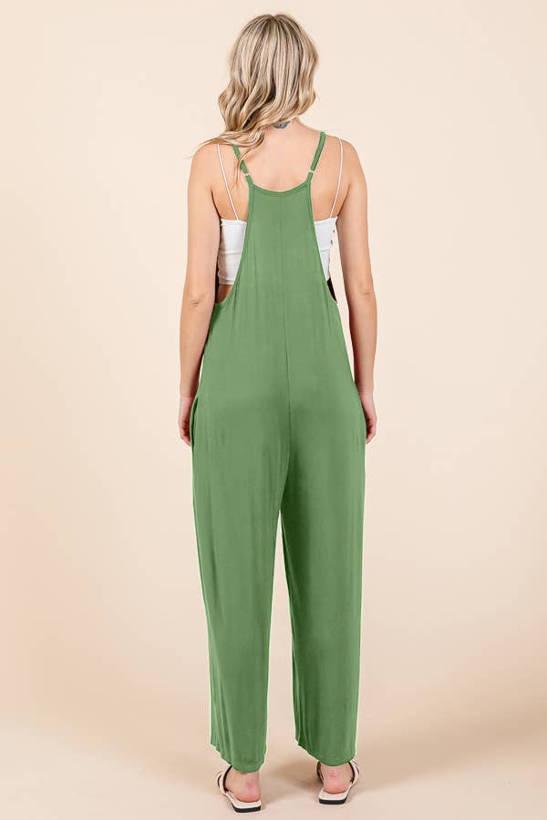 CAR2323X-Relax Fit Wide Leg Jumpsuit: BLACK / 1XL