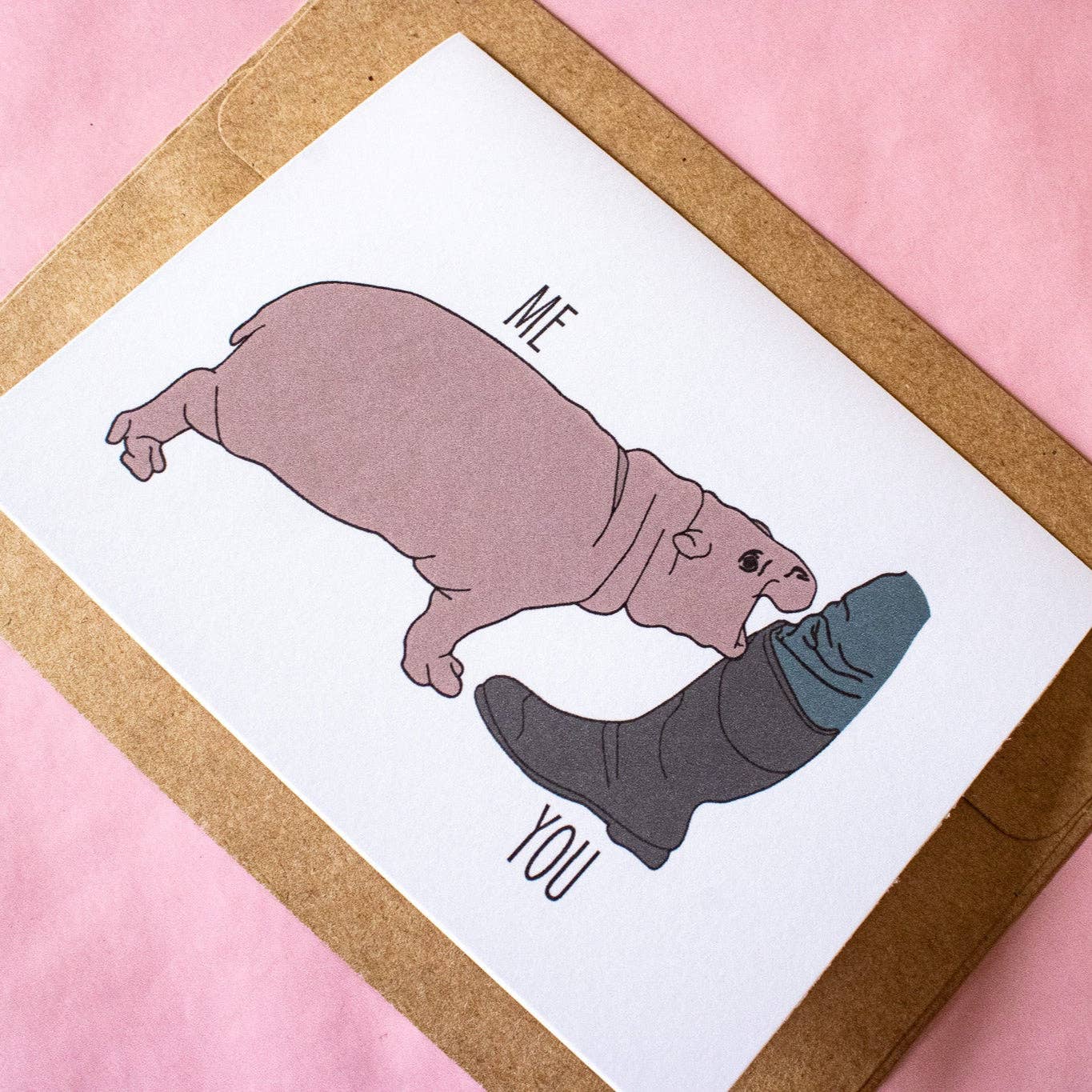 Moo Deng Hippo Greeting Card