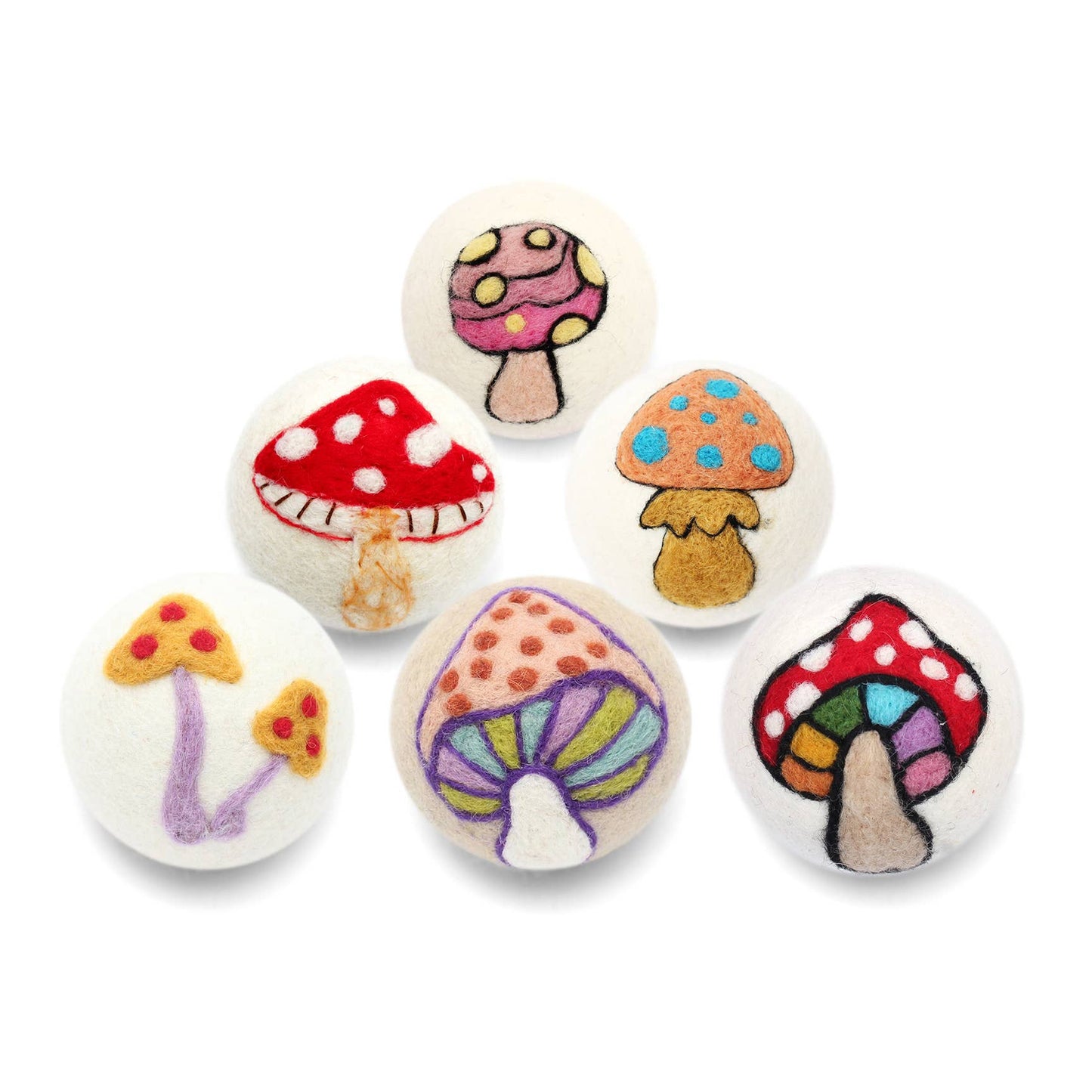 Mushrooms: Eco Wool Dryer Balls Fair Trade: Colorful Red