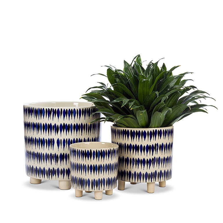 Sm Brushstroke Planter w/Feet-6" H
