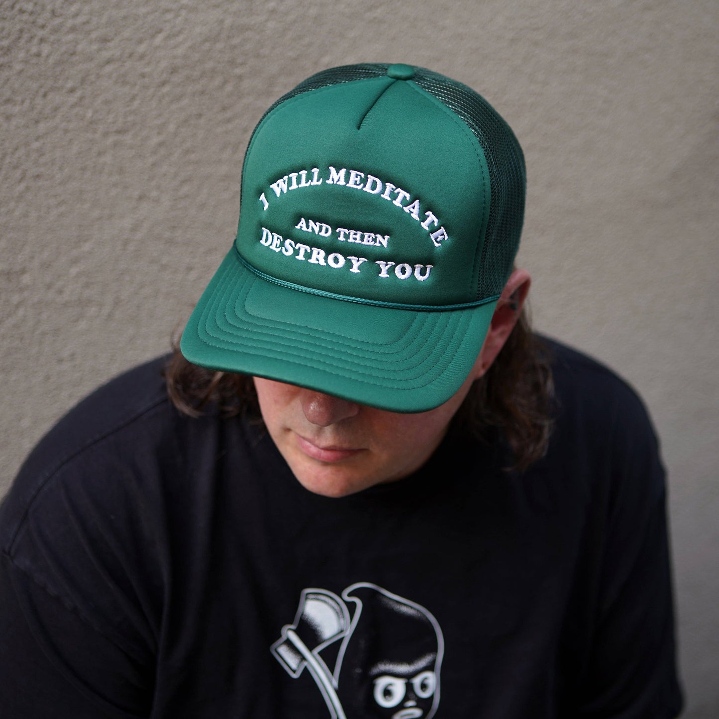 Yoga Flame Foam Trucker Hat: Spruce Green