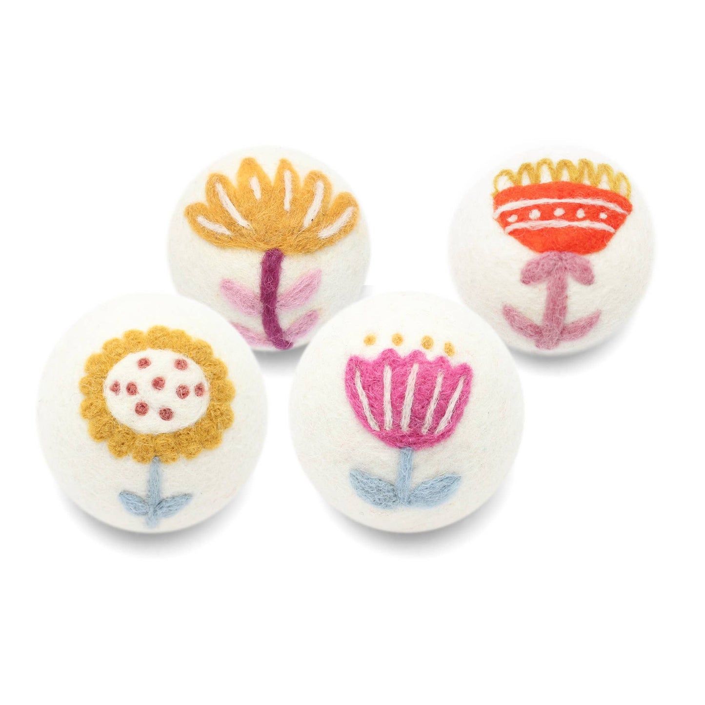 Flowers: Eco Wool Dryer Balls Fair-Trade: Orange/Pink
