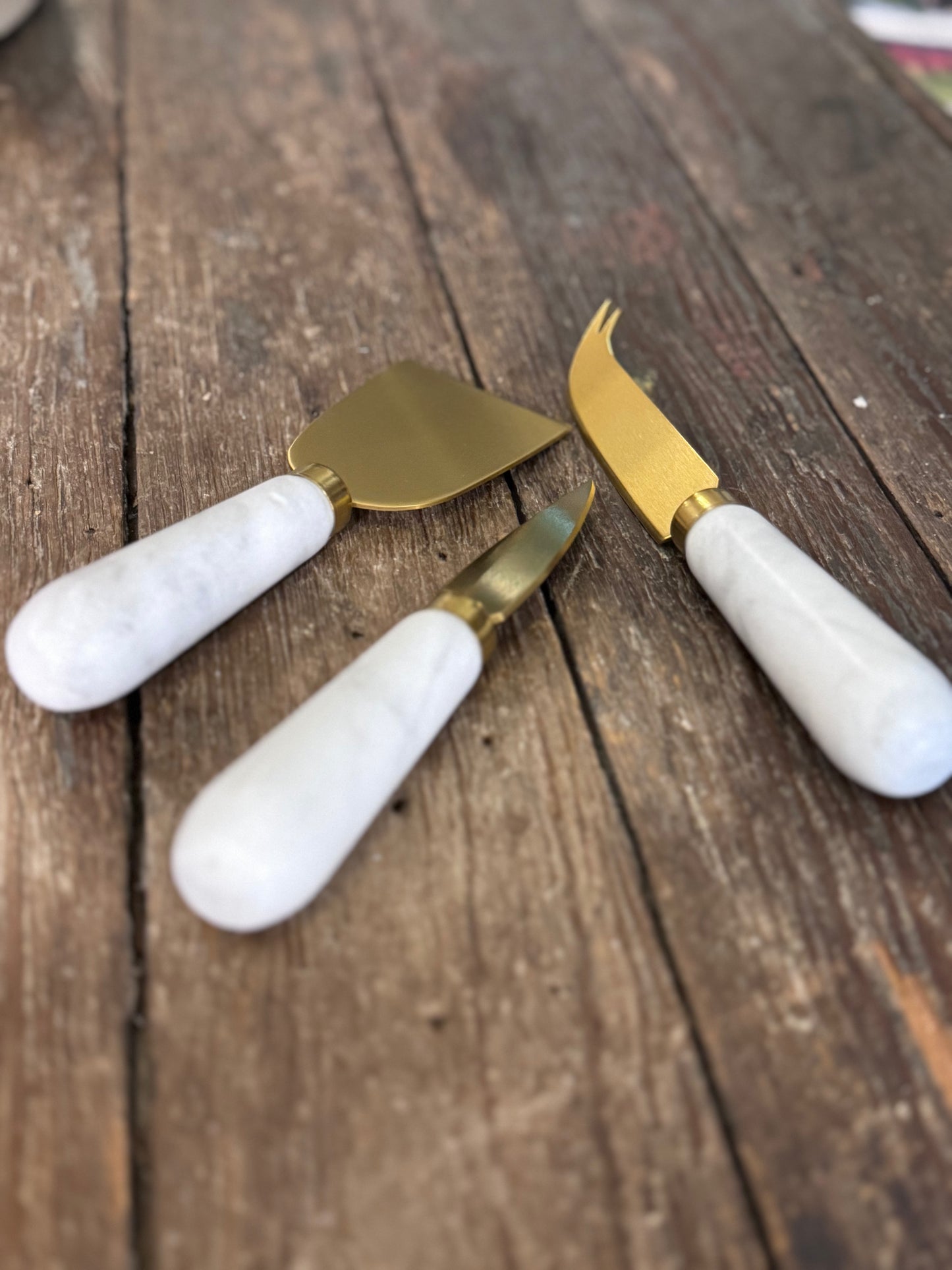 Gold and Marble Cheese Knives
