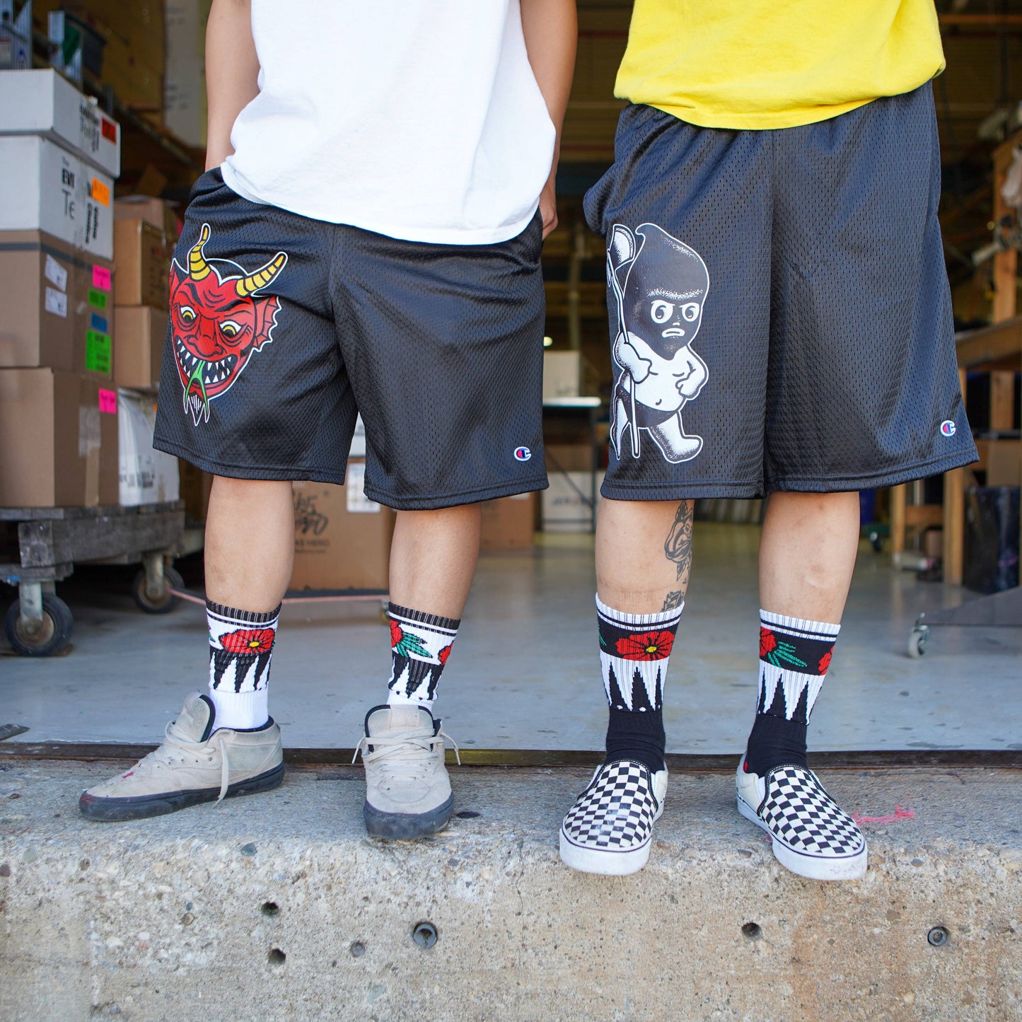 Geometric Flower Black Socks