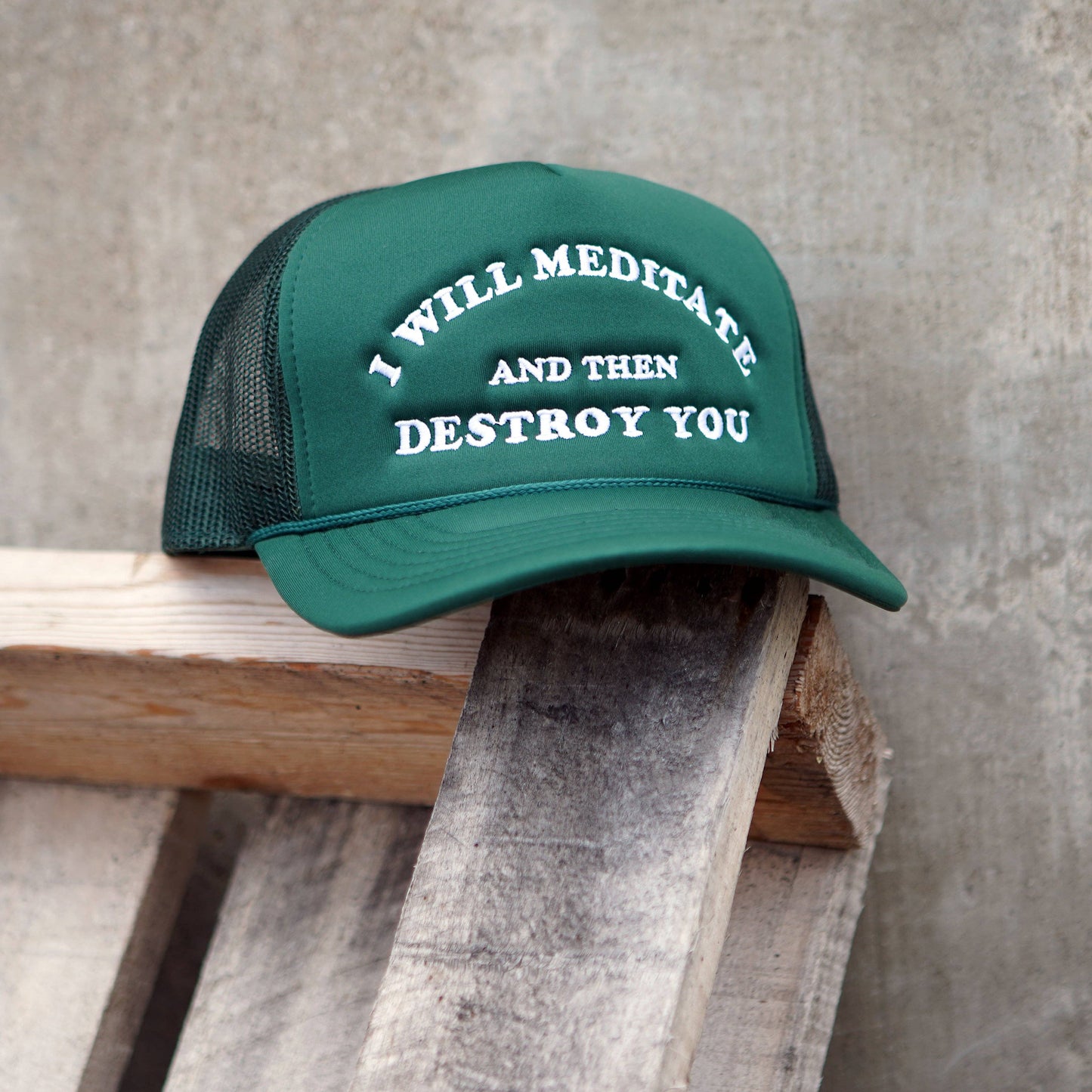 Yoga Flame Foam Trucker Hat: Spruce Green