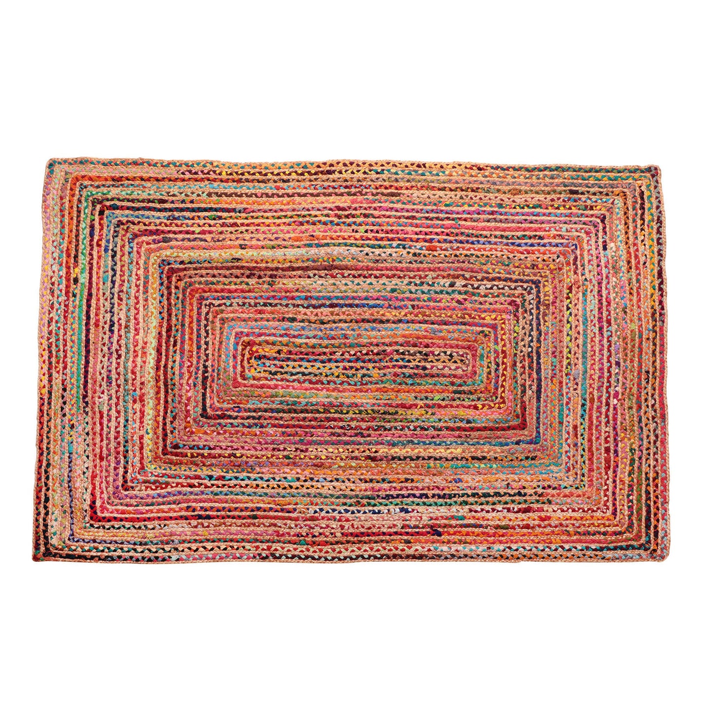 Haven Multicolor Bohemian Hand-Braided Cotton/Jute Area Rug: 5' Round