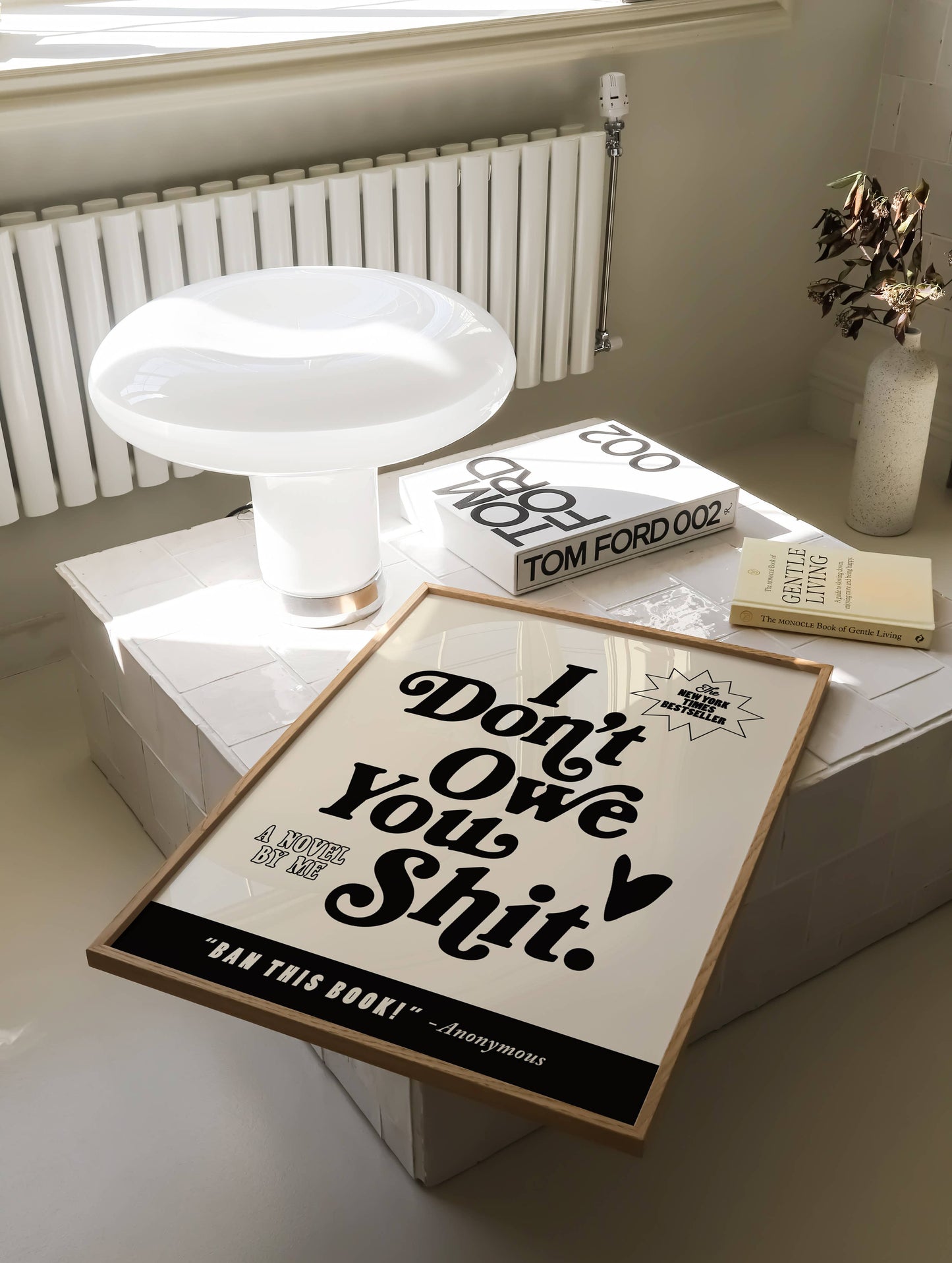 I don't owe you shit Print. Funny Feminist Quote. Book Cover: Black / 8 x 10"