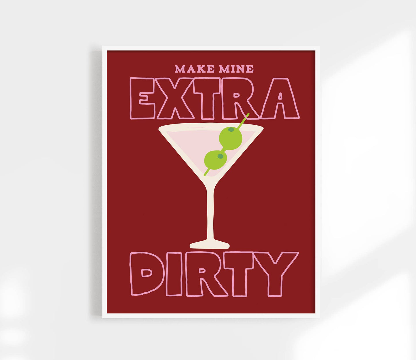 Extra Dirty Martini Cocktail Print | Retro Kitchen Art Print: Green / 8.5 x 11