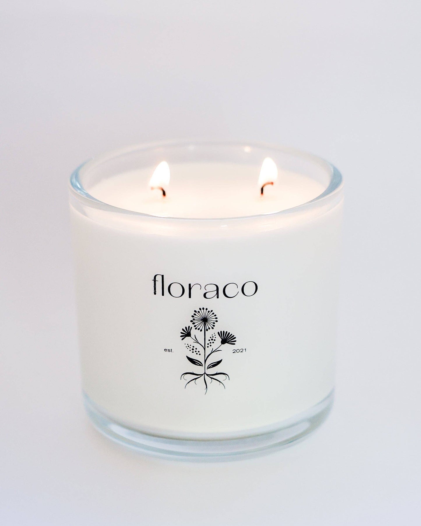 NEW Floraco Glass Candle: Cedarwood, Sandalwood, Iris and Cardamom: Classic