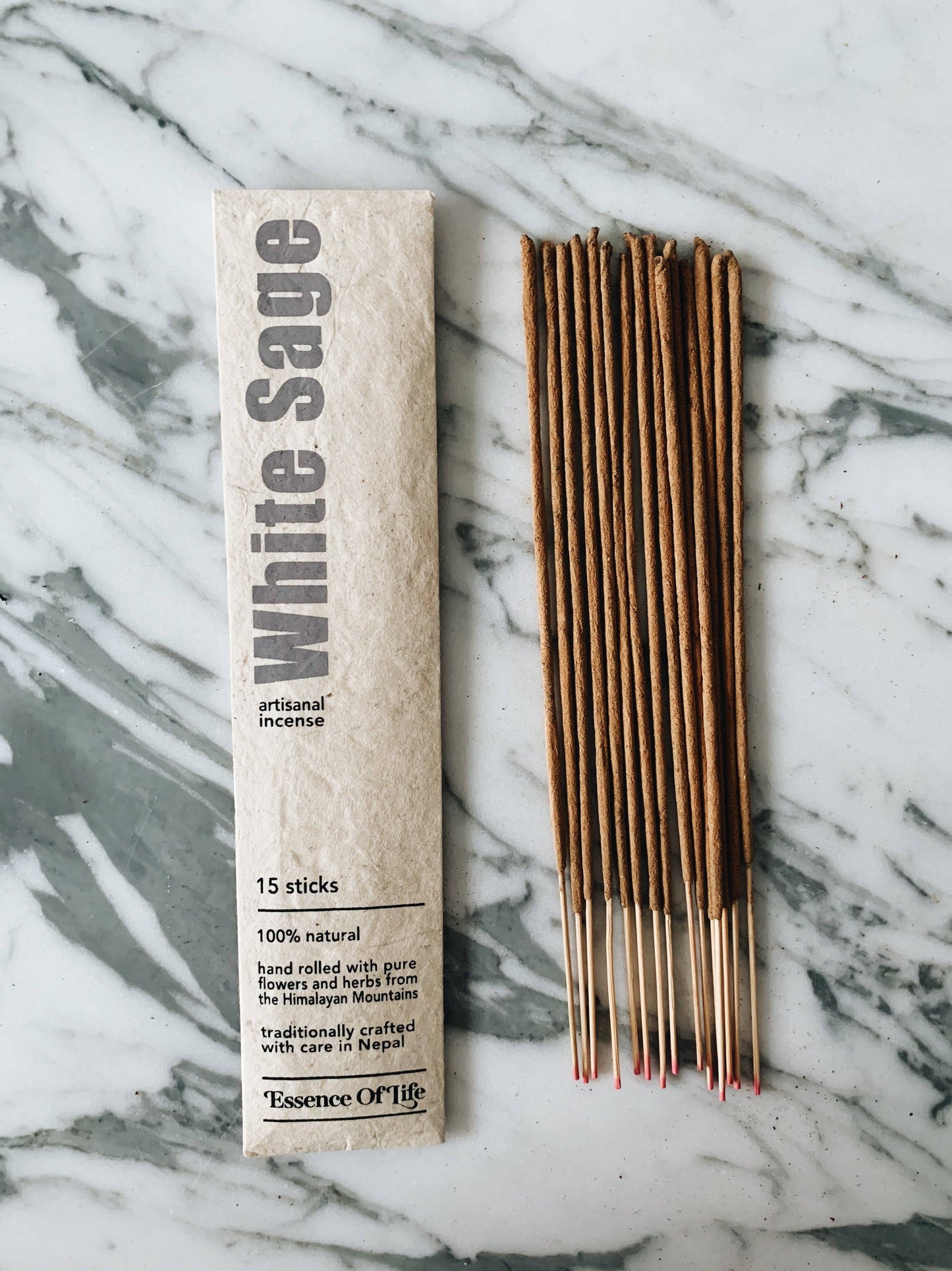 Handcrafted 100% Natural Artisanal incense, White Sage: 15 sticks