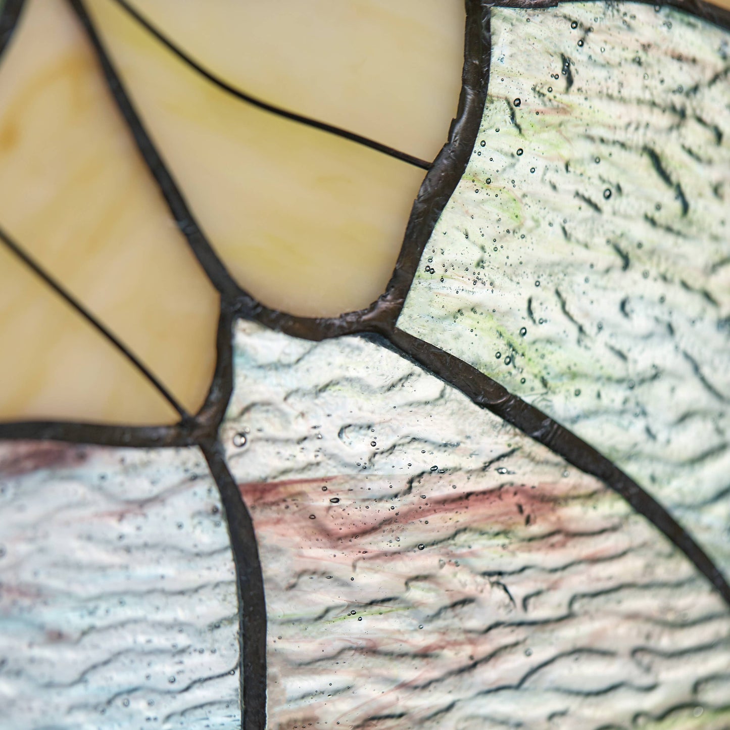 17.5"H Robert Yellow Gingko Leaf Stained Glass Window Panel