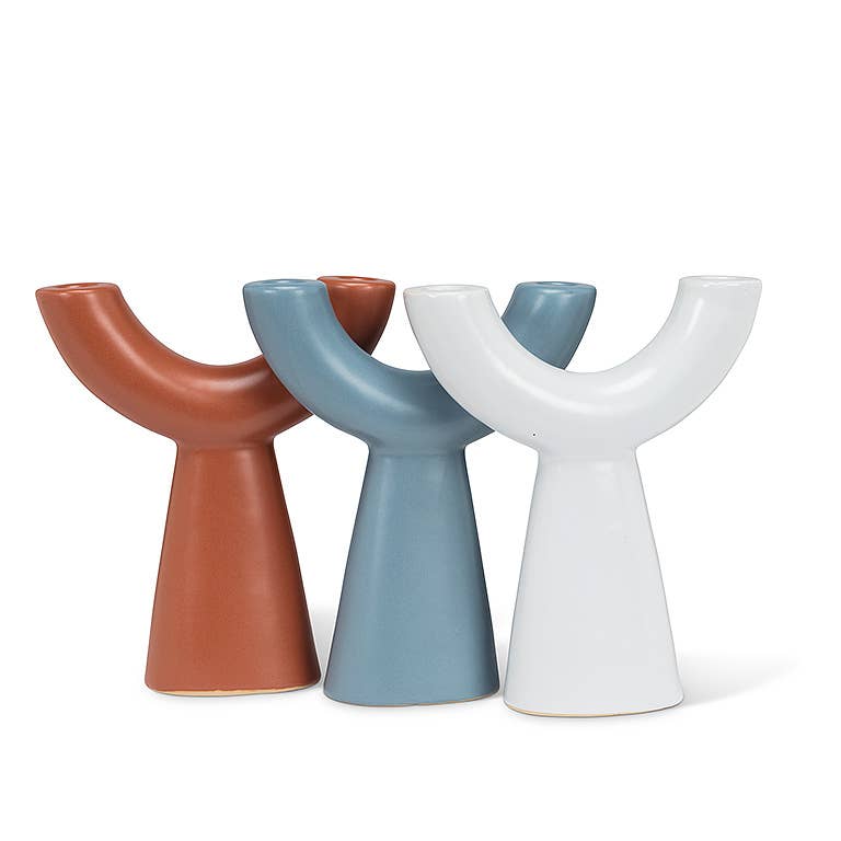 Double Taper Holder-Terracotta-9.5"H-3051