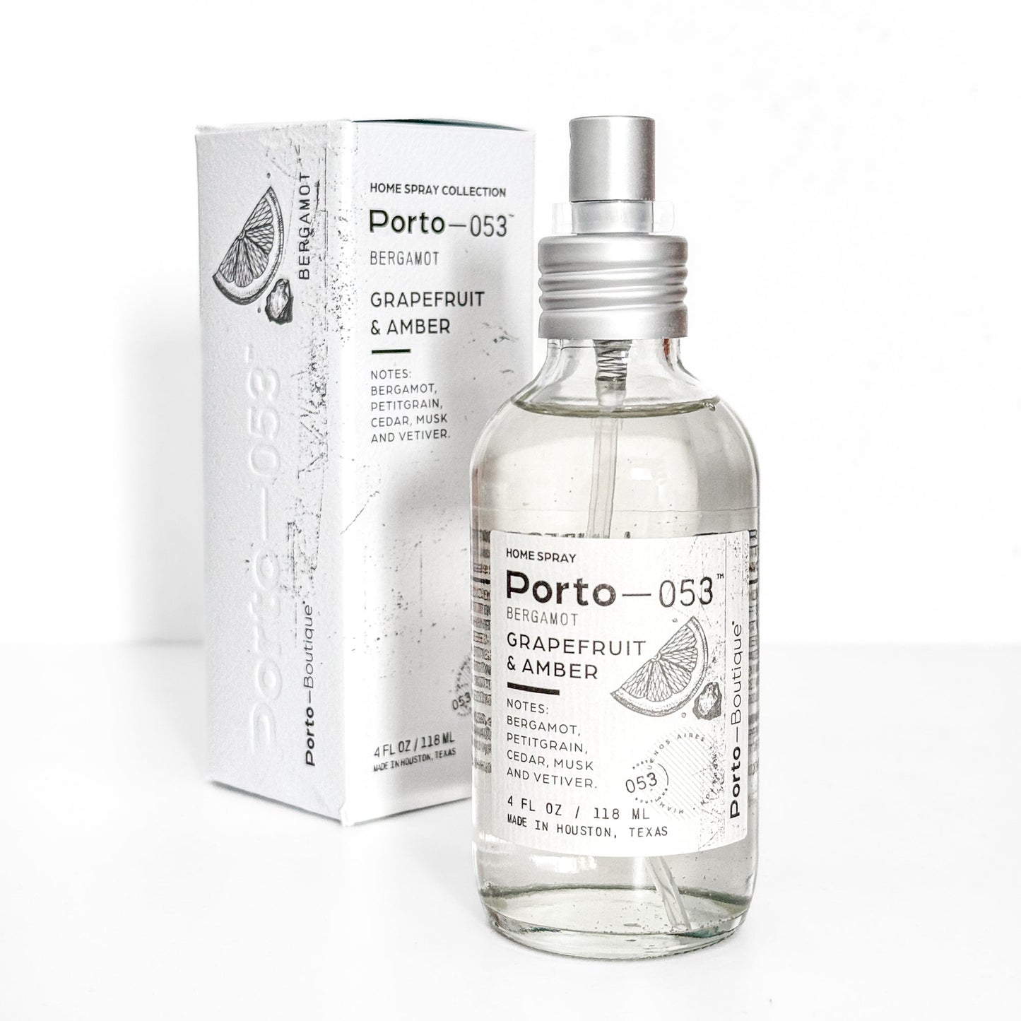 Room Spray – Linen & Fabric Freshener – High Fragrance Concentration Porto-053 – Vegan & Handmade in USA – 4 oz Clear Glass Bottle