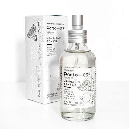 Room Spray – Linen & Fabric Freshener – High Fragrance Concentration Porto-053 – Vegan & Handmade in USA – 4 oz Clear Glass Bottle