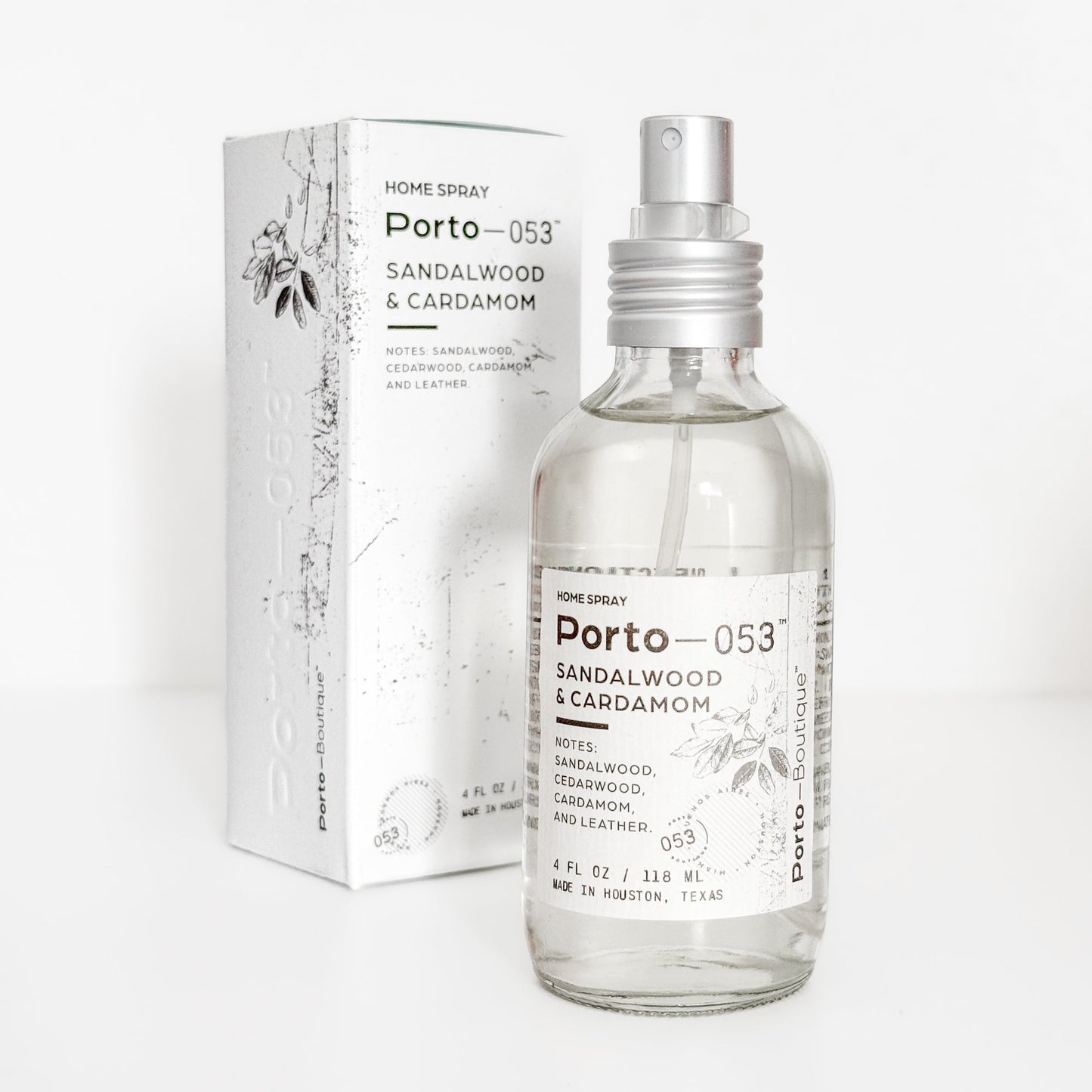 Room Spray – Linen & Fabric Freshener – High Fragrance Concentration Porto-053 – Vegan & Handmade in USA – 4 oz Clear Glass Bottle