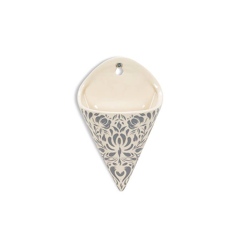 Dk Gry Cone Wall Vase-7"H-832