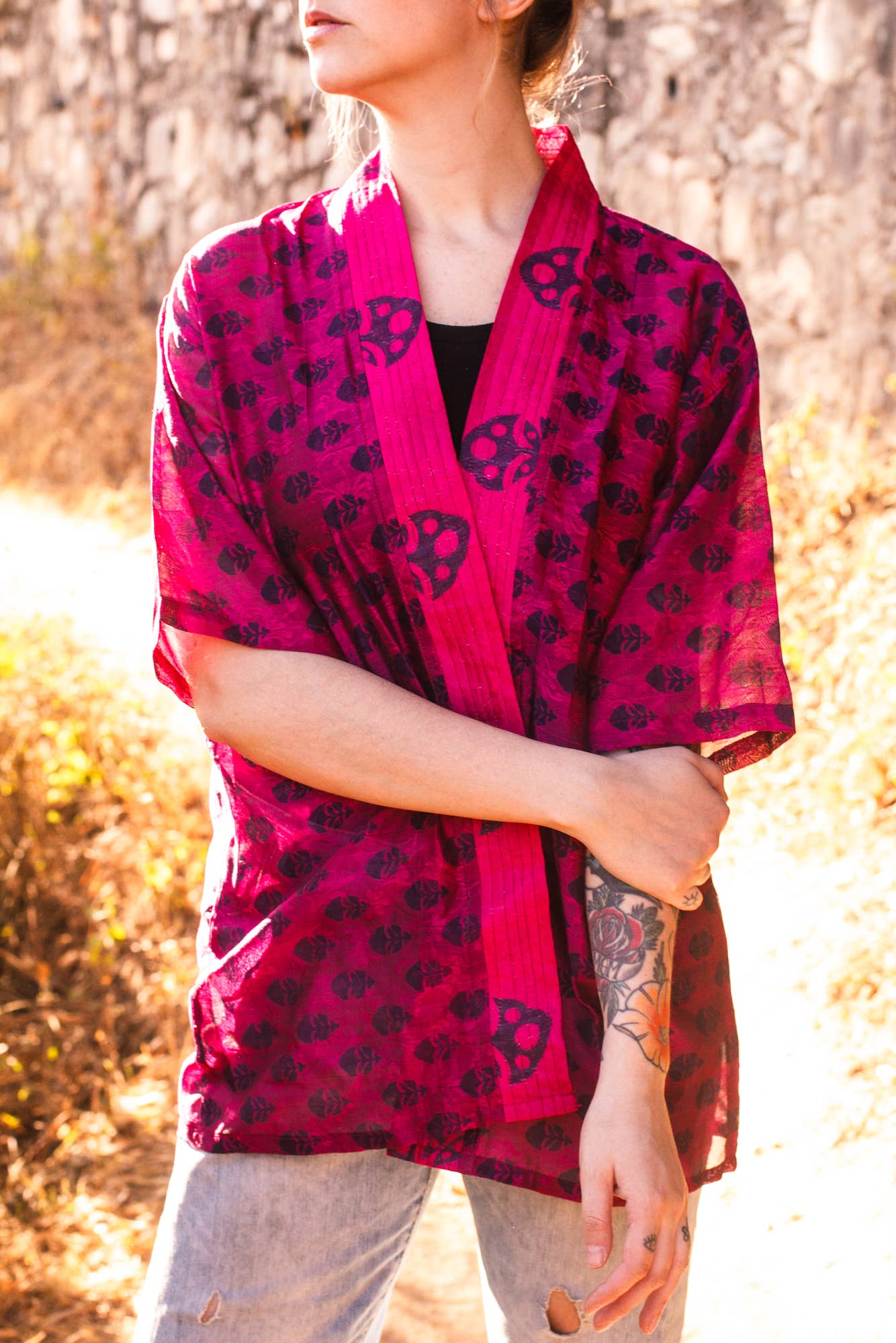 Short Sleeves Upcycled Kimono