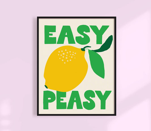Easy Peasy Lemon Squeezy Print | Kitchen Art Print: Green / 8 x 10"