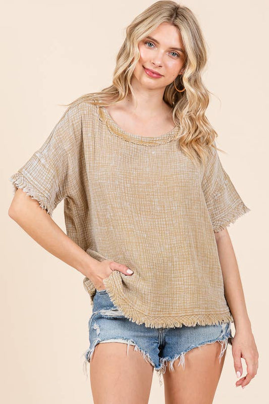 Scoop Neck Oversize Top ICED COFFEE Large
