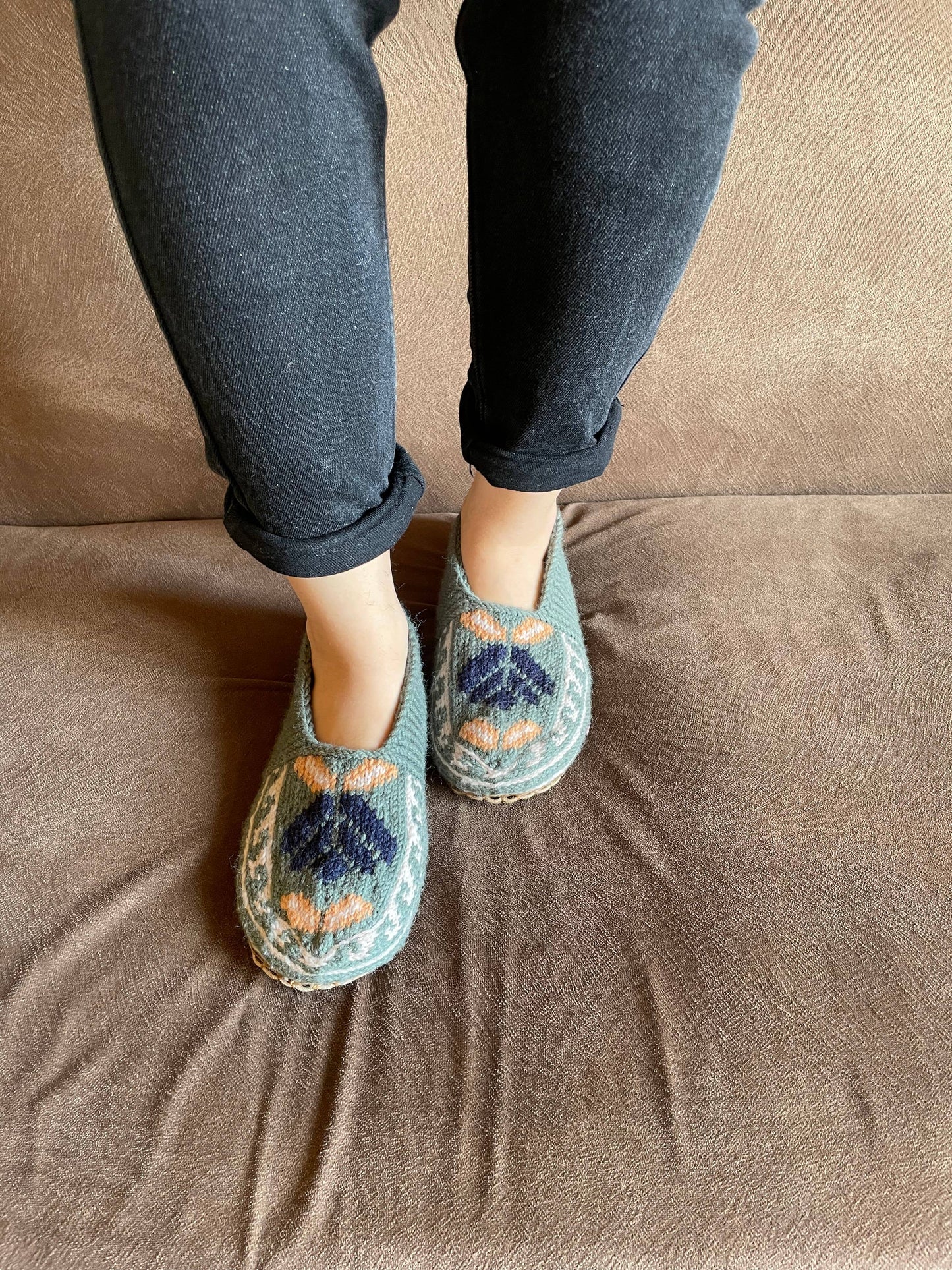 Adult Slipper Socks : Soft Teal (Individuals): 10.5