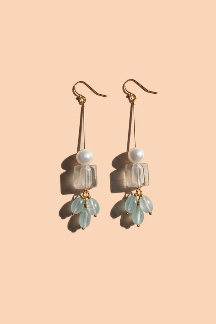 Sayde Dangle Earrings - 18K Gold Plated + Freshwater Pearl