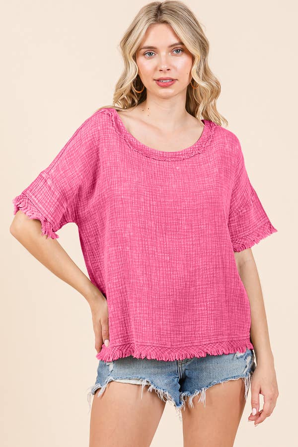 Scoop Neck Oversize Top ICED COFFEE Large