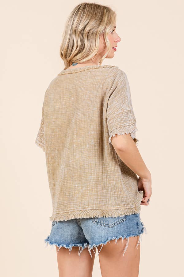 Scoop Neck Oversize Top ICED COFFEE Large