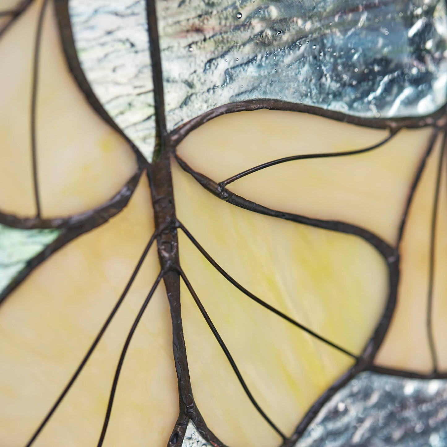 17.5"H Robert Yellow Gingko Leaf Stained Glass Window Panel
