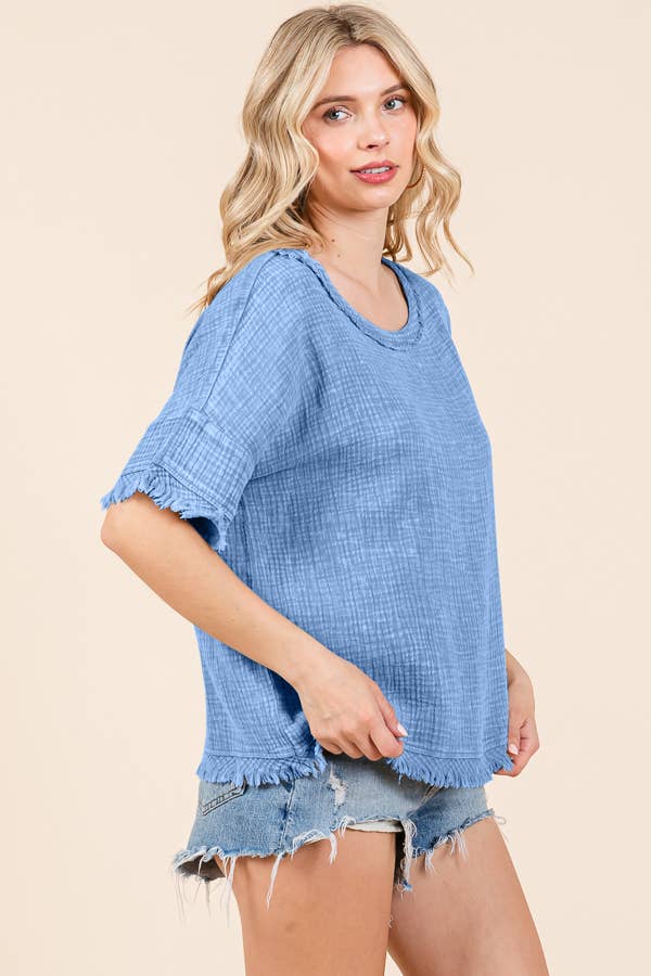 Scoop Neck Oversize Top ICED COFFEE Large