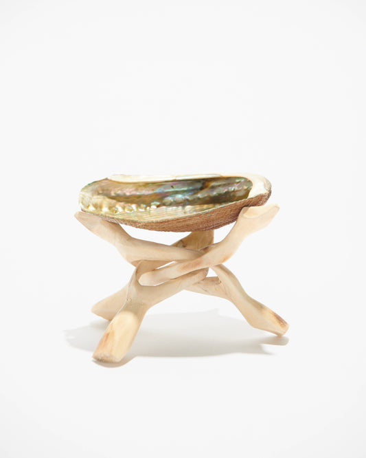 Abalone Shell Stand, Cobra Tripod, Wooden Tripod Stand: Lge.
