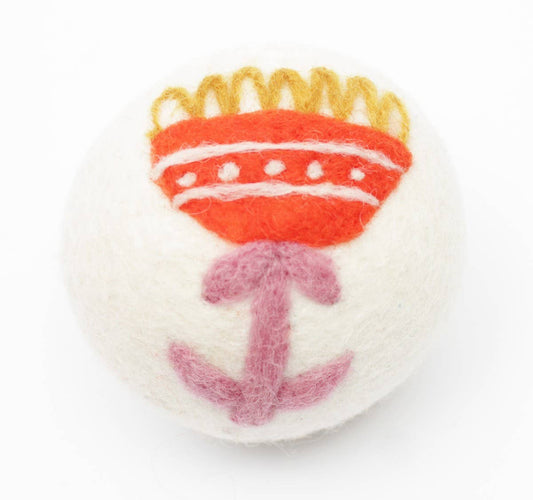 Flowers: Eco Wool Dryer Balls Fair-Trade: Orange/Pink